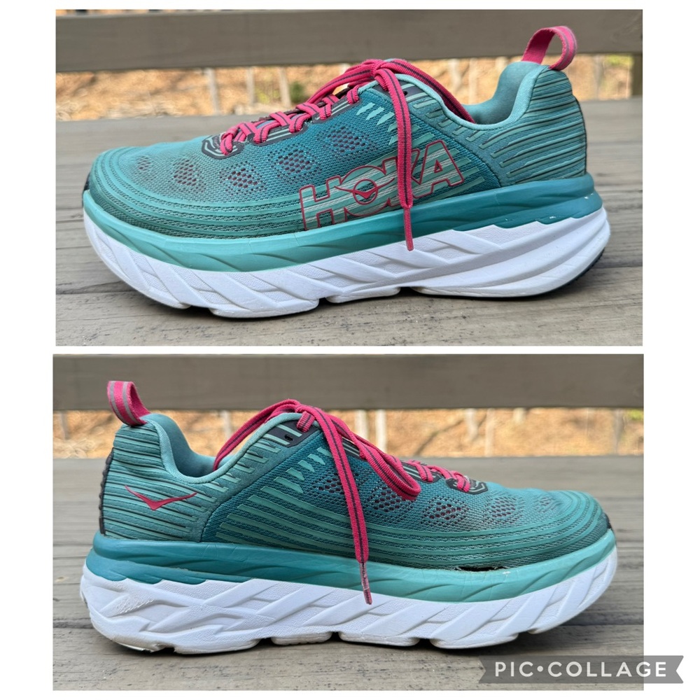 Hoka One One Bondi 6 running shoes in Canton green blue teal slate size 8.5 - Picture 8 of 16